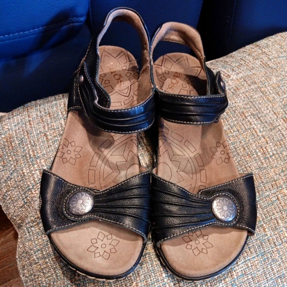 Taos Footwear Shoes - Taos Sandals Black Leather Escape Hook Loop Adjustable Comfort Shoes Womens Sz 7